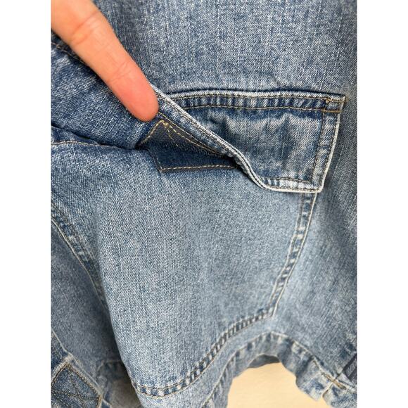 Y2K 90s Vintage Womens Jacket Sz XL Oversized Zip Denim Hoodie Utility Workwear - Picture 10 of 12